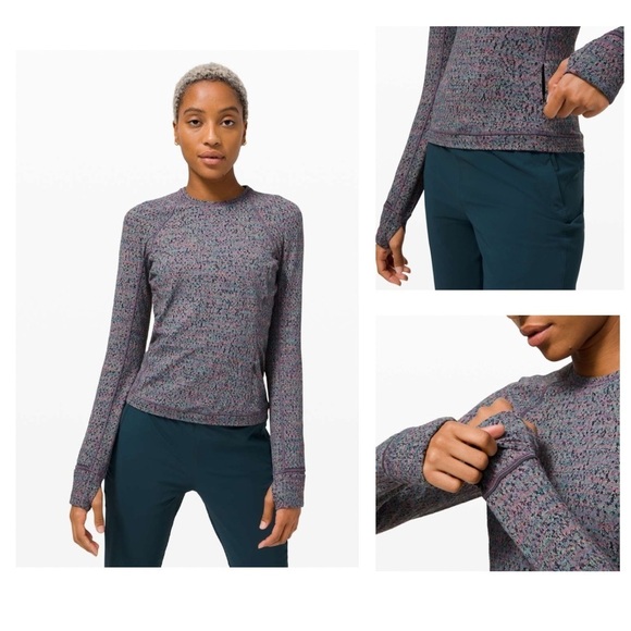 Lululemon Runderful Long Sleeve in Neon Tweed/  Electric Coral size 6 - Picture 1 of 12